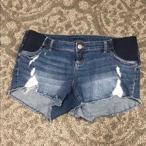 Maternity Jean Shorts, Indigo Blue Large